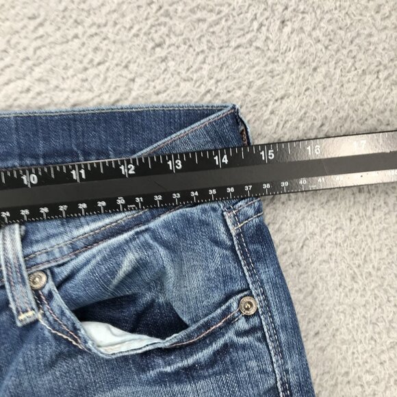 7FAM Jeans Womens Size 28 Boot Cut Low Rise Ribbon Back Pocket Faded Wash Denim - Picture 14 of 16